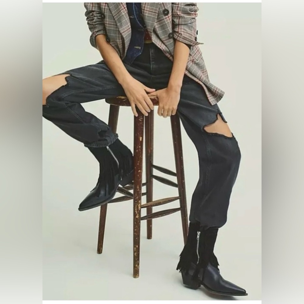 Free People Fringe Black Boot